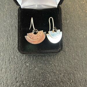 Art deco style silver earrings with small onyx stones